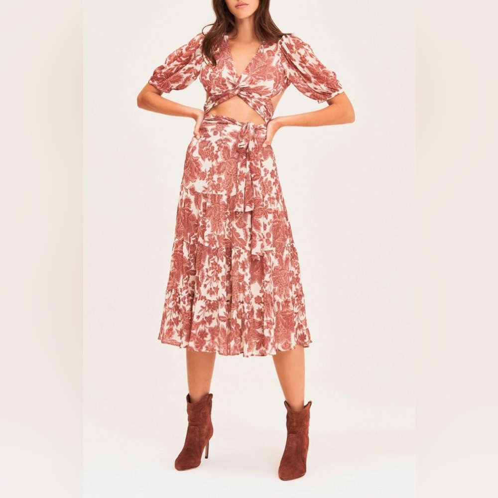 NWT Ba&sh Wonder Floral-Print Cotton Midi Skirt Size